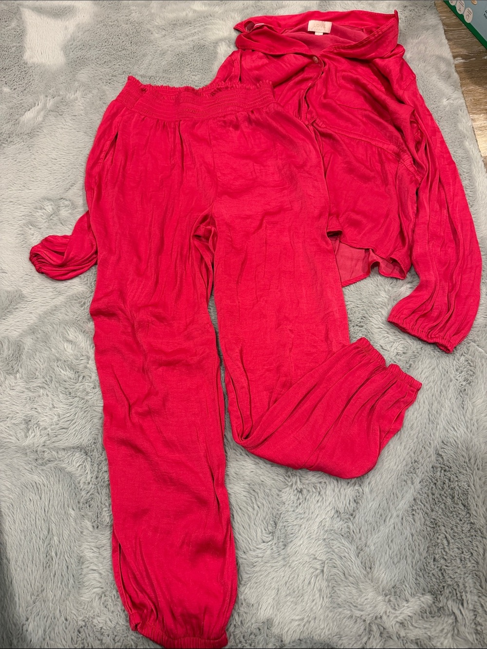 Women's Bright Pink satin pajamas love by gap medium